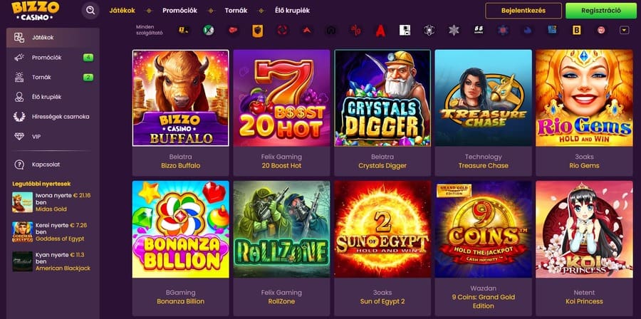 Bizzo Casino nyerőgépek